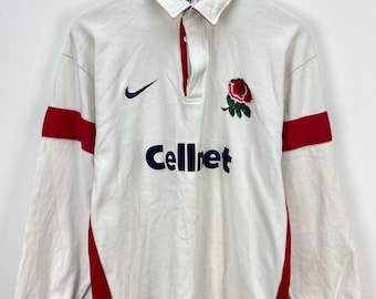 90s England Rugby Union Shirt Long Sleeve Jersey Nike Size Large