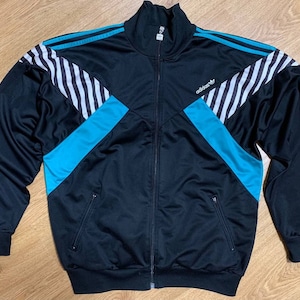 Adidas Оригиналы Винтаж Спортивный костюм Top Jacket Размер 44/46 L Сделано в Гонконге