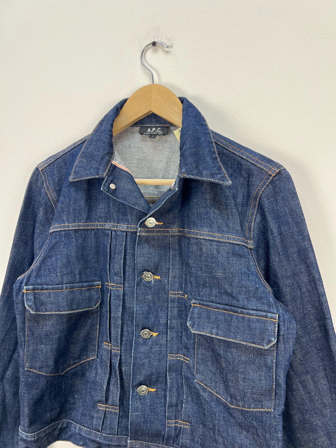 A.P.C. Selvedge Denim Jacket Cropped Women's Size L Indigo Jean