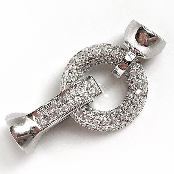 ZIRCONIA clasp, STERLING SILVER clasp, hook and ring clasp, studded, decorative, fancy, sparkling, elegant, luxurious