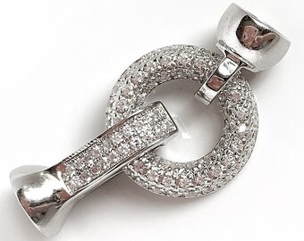 ZIRCONIA clasp, STERLING SILVER clasp, hook and ring clasp, studded, decorative, fancy, sparkling, elegant, luxurious