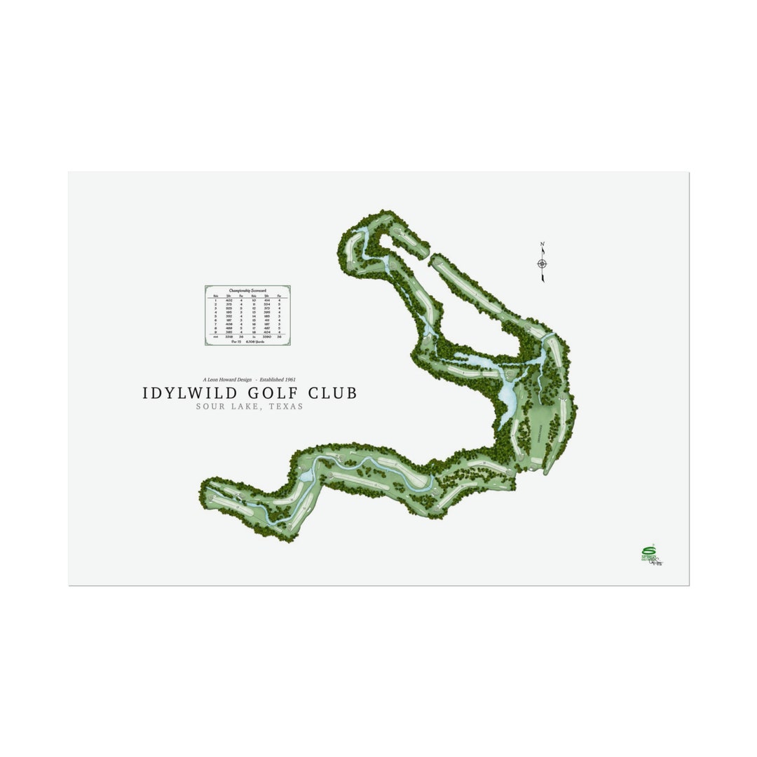 Idylwild GC Golf Course Map Personalized Gifts Wall Decorscourse Print Idylwild GC Golf Course Map Personalized Gifts Wall Decorscourse Print