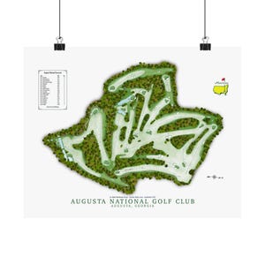 Augusta National Golf Club | Georgia | The Masters | Green Jacket | Golf Course Map | Gift For Him | Gift For Her | Golfer