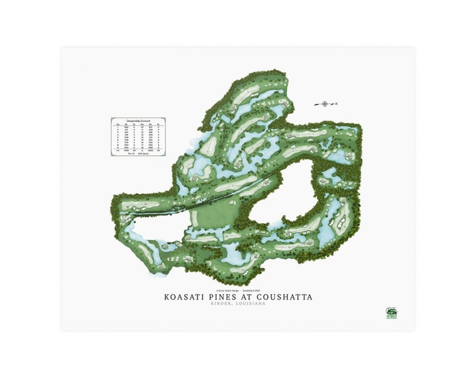 Koasati | Golf Course Map | Golf Map Poster | Custom Golf Art | Personalized Golf Course Print | Golf Art