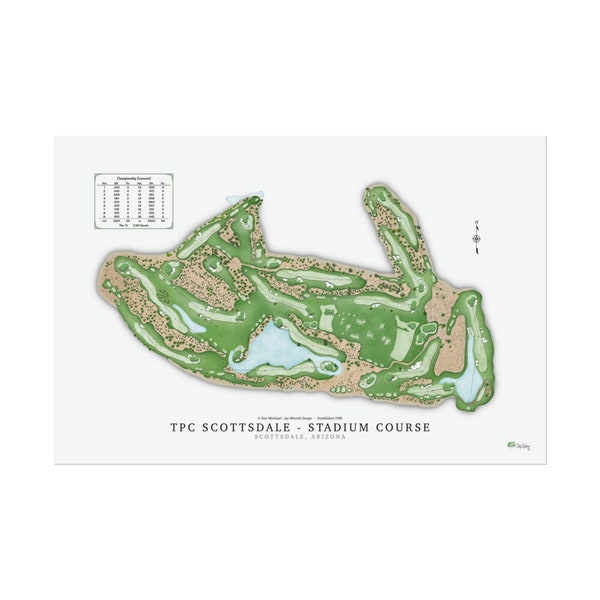 Golf Course Map Tpc Scottsdale Etsy