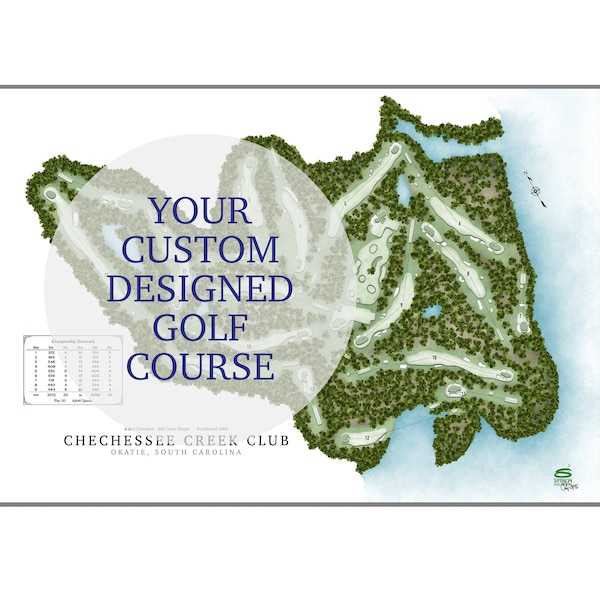 CUSTOM MADE | Golf Course Map | Personalized Gifts | Wall Decors | Course Print | Golf Map Poster | Golf Gifts | Golf Art