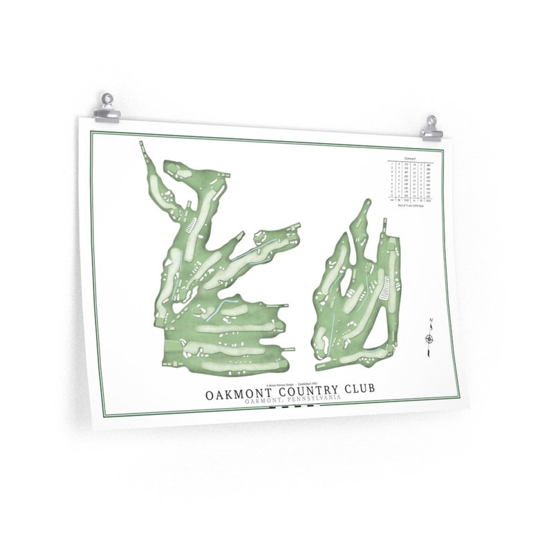 Oakmont Country Club Oakmont PA Golf Course Map Rendering Etsy