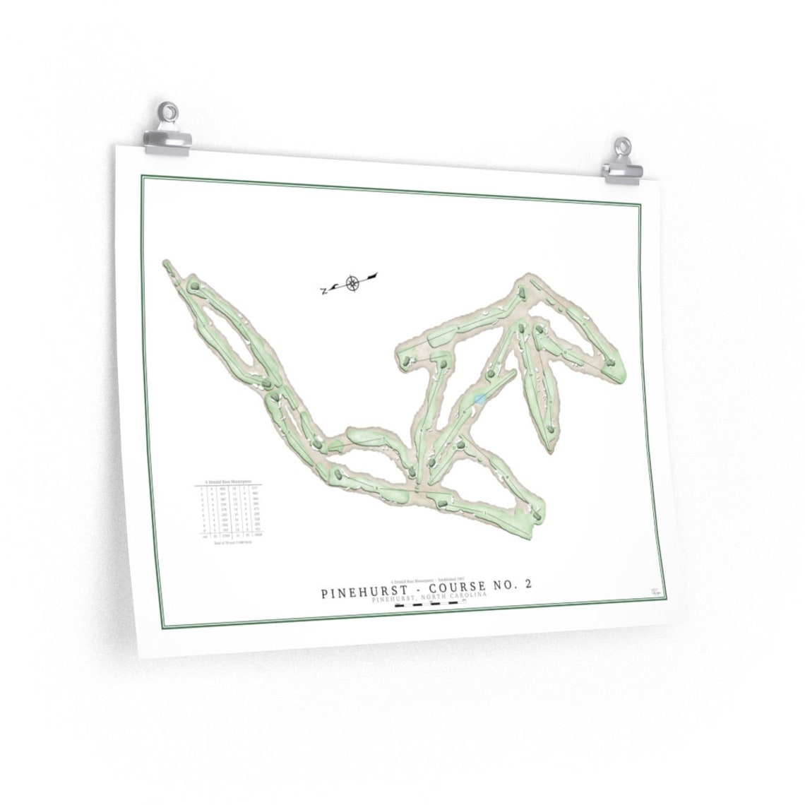 Pinehurst No. 2 Golf Course Map Gift For Golfers Etsy