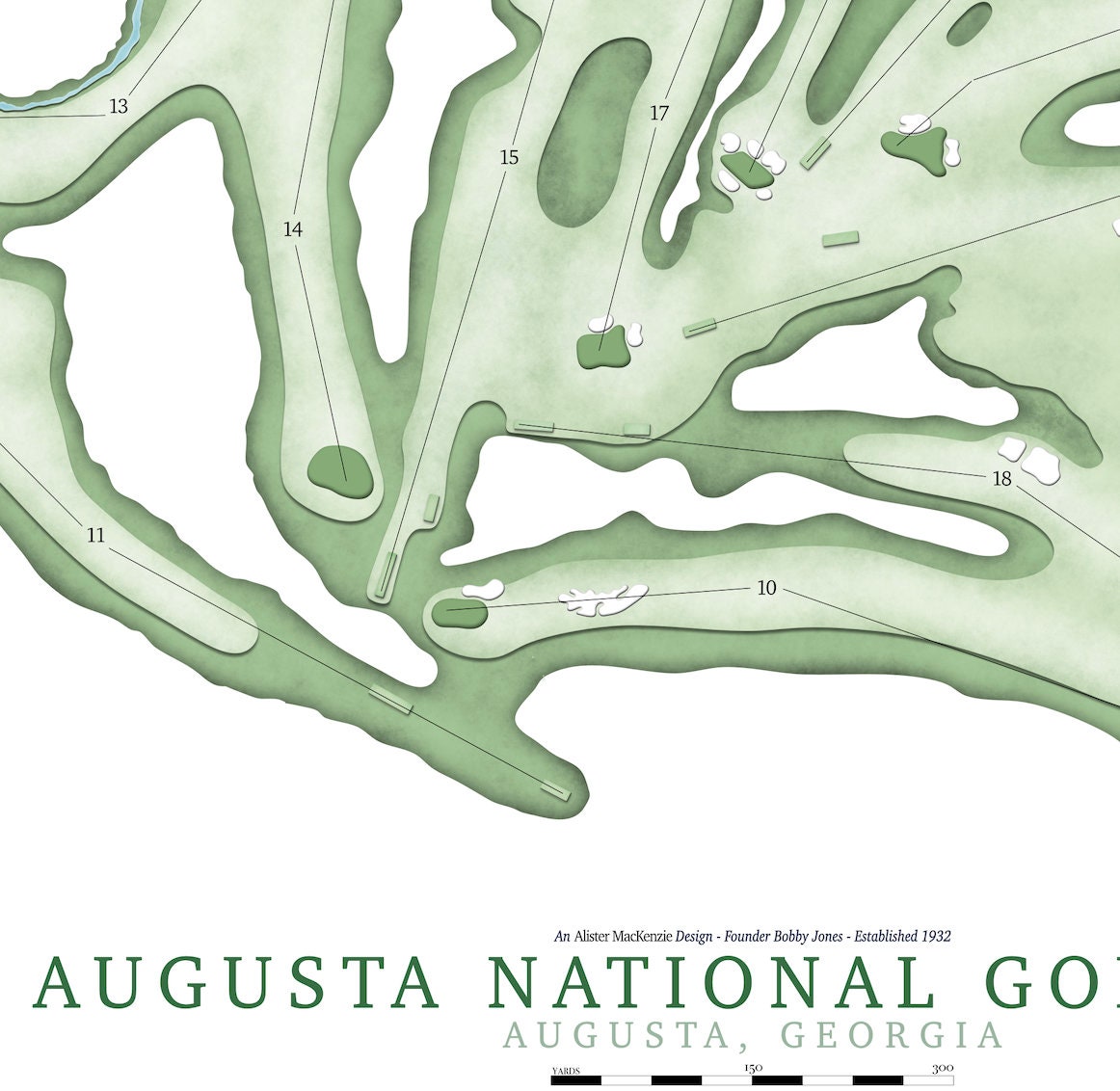 Augusta National GC The Masters Golf Course Map | Etsy