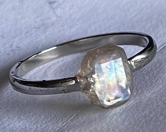 Handmade Faux Gem Ring - Titanium Solitaire Ring - Black or Silver - Sturdy Everyday Jewelry