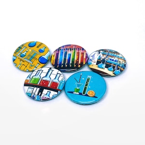 Science Badge Set: Colorful Chemistry Pins - STEM Geek Accessories