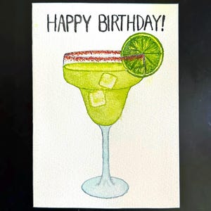 Cartão de aniversário Margarita pintado à mão