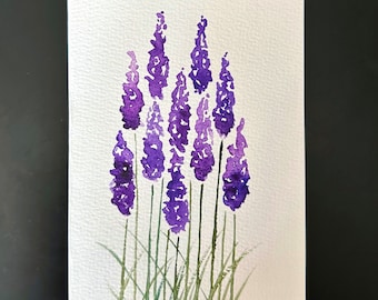 Thank You Card | Hand Painted Lavender | Original Watercolor - Etsy