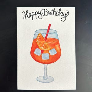 Cartão de aniversário Aperol Spritz pintado à mão
