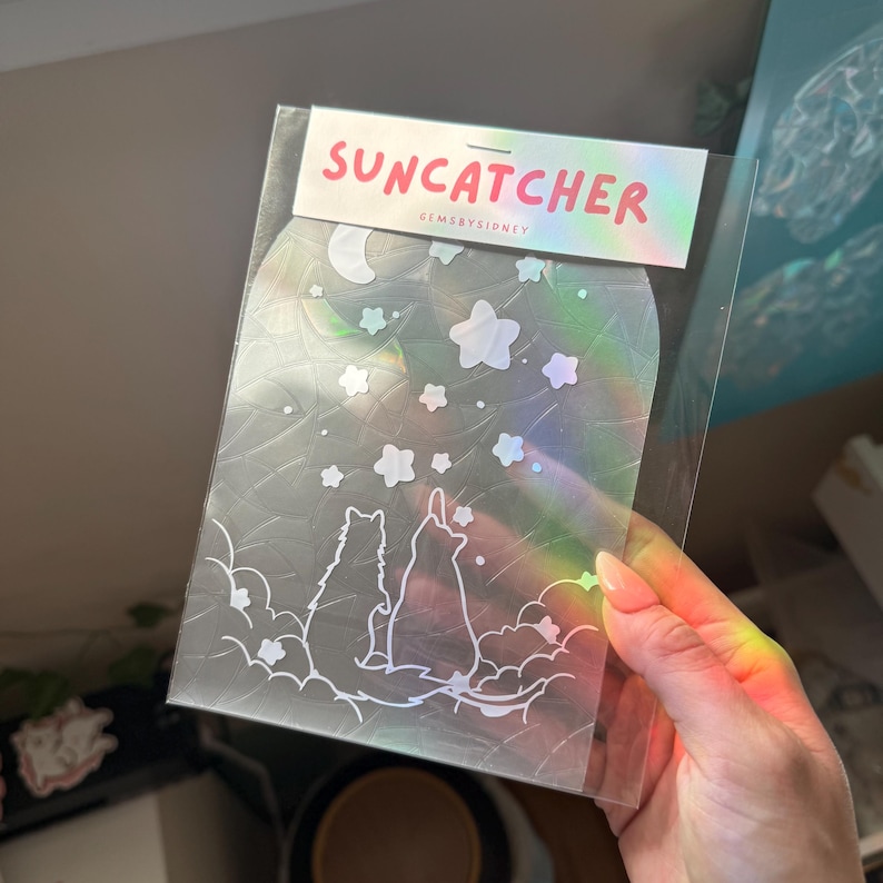 Cat suncatcher decal | suncatcher sticker | rainbow sticker | window film | suncatcher | prism sticker | cat lovers | gift for cat owner image 3
