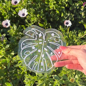 Monstera suncatcher sticker | rainbow sticker | window film | suncatcher | prism sticker | gift for plant lovers | room decor