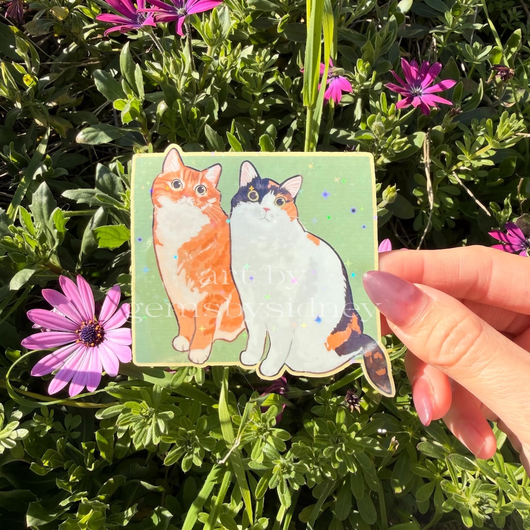 Calico & Orange Cat Sticker - Waterproof Vinyl Laptop Decal - Etsy