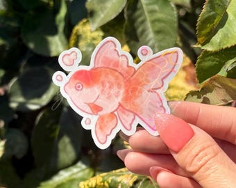 goldfish stickers | waterproof sticker | fish stickers | holographic stickers | glossy sticker | laptop water bottle sticker | aquarium fish
