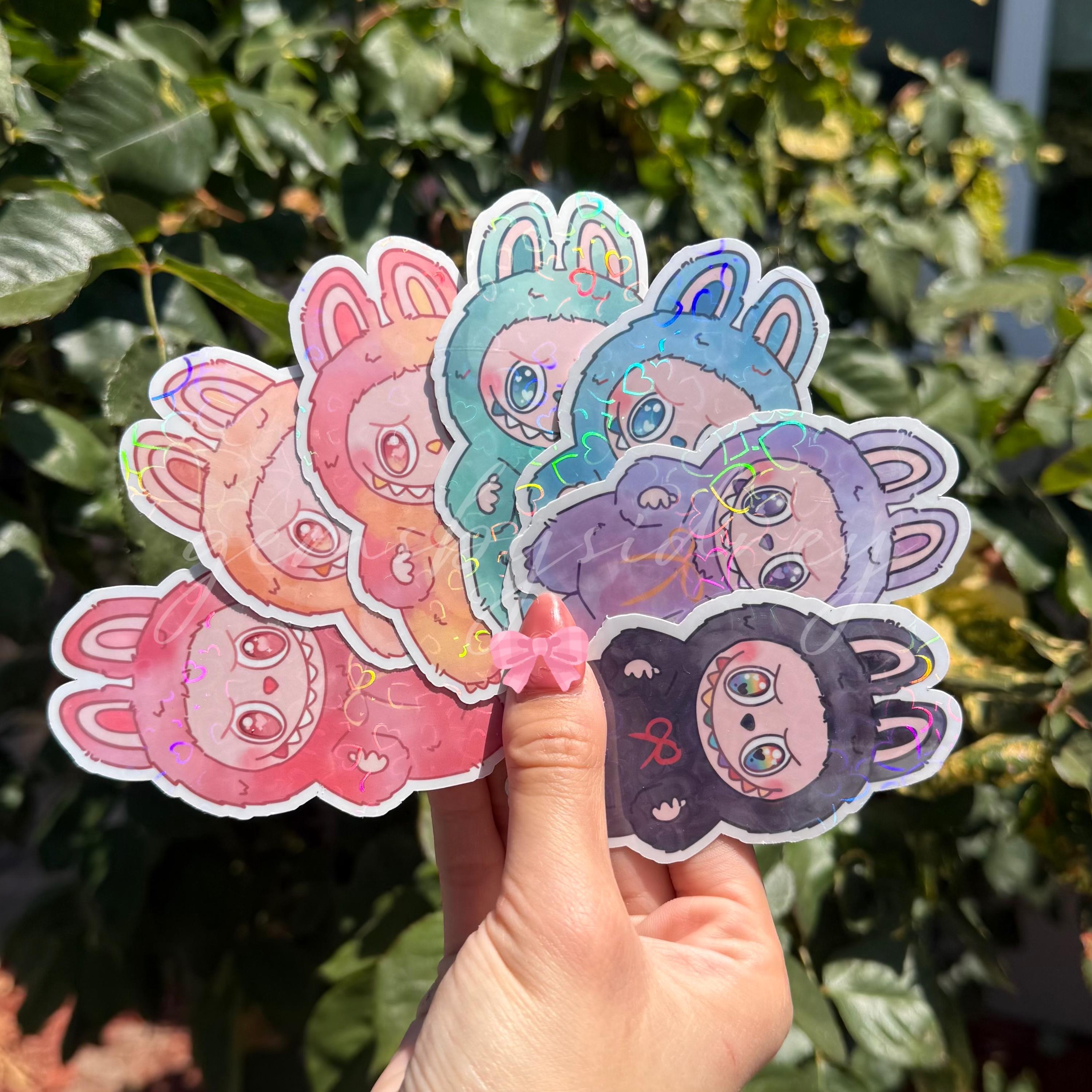 Labubu the monsters big into energy stickers | holographic stickers | waterproof | laptop sticker | water bottle sticker | sticker set