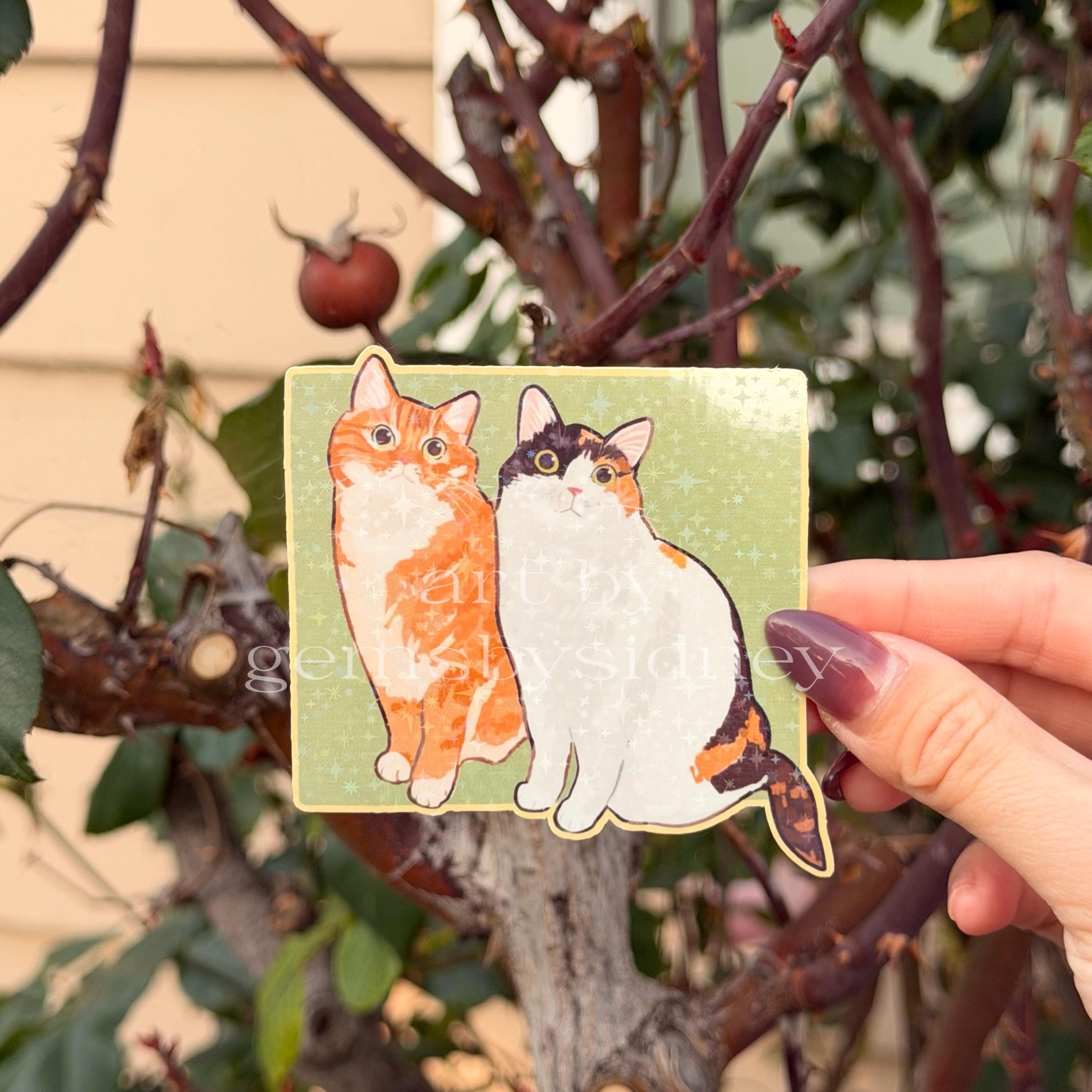 Calico & Orange Cat Sticker - Waterproof Vinyl Laptop Decal - Etsy
