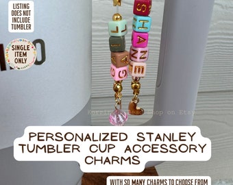 Personalized Stanley Tumbler Charm: Gold Letter Bead Cup Accessory