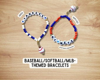 Baseball Bracelet/Softball Bracelet/Baseball Mom/Kids Baseball/Team/Sports/Gameday/Personalized/Custom-Made Team Cheer Baseball Bracelets