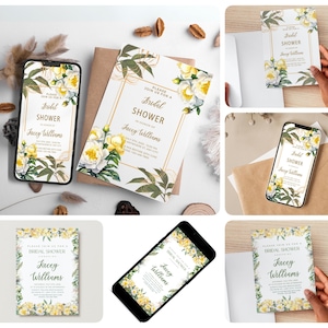 Set completo di inviti per bridal shower a tema peonia l Modelli di fiori l Stampabili per matrimonio l Fai da te modificabile su Canva l Modifica testo/carattere