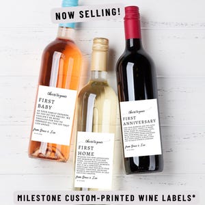 Printed Milestone Wine Bottle Custom Thermal Label/Stickers for Wedding/Married Couple /Honeymoon/Practical/Thoughtful/Unique/Favor Gifts