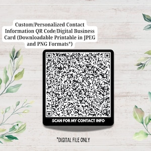 Benutzerdefinierte Digital Download Kontaktinformationen QR-Code für Business, Social Media Marketing/Werbung l Digital Business Card