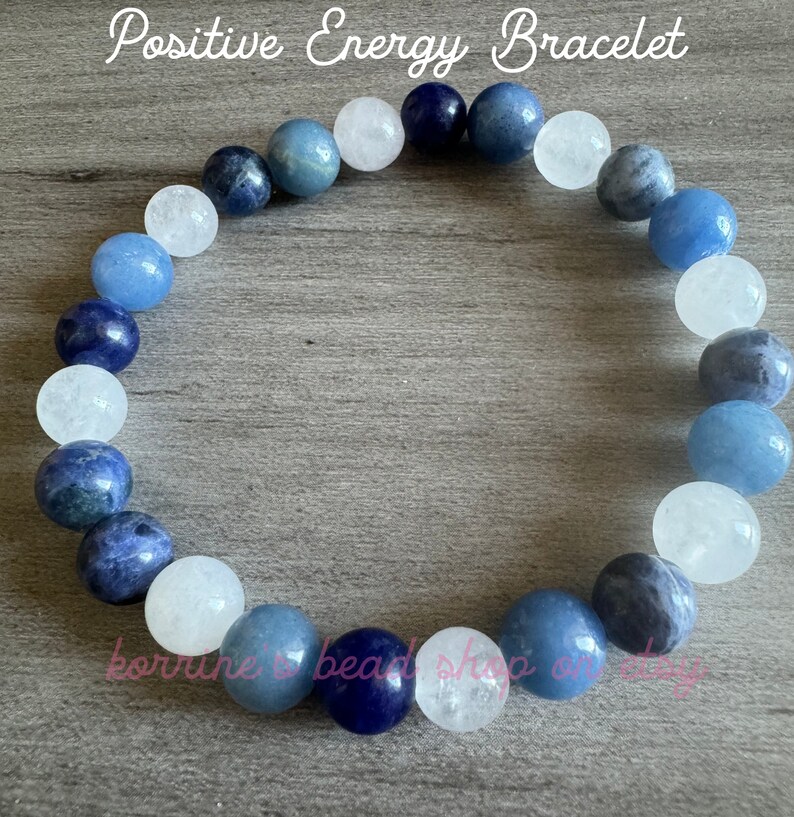 Healing Energy Bracelet With Clear Quartz, Angelite, and Sodalite