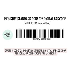 1 Custom Code 128 Industry Standard Barcode Personal or Commercial Use l Digital Download