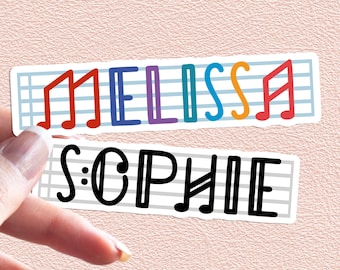 Music Custom Sticker Name Text Musical Notes Song Vinyl Stickers Personalized Decal Musicians
