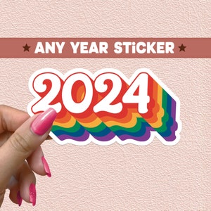 Stickers vinyle imperméable rétro arc-en-ciel 2024 ans