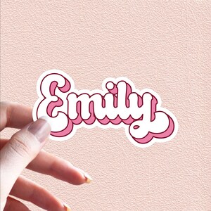 Custom Sticker Name Text Retro Hippie Groovy Pink Waterproof Vinyl Stickers Personalized Gifts