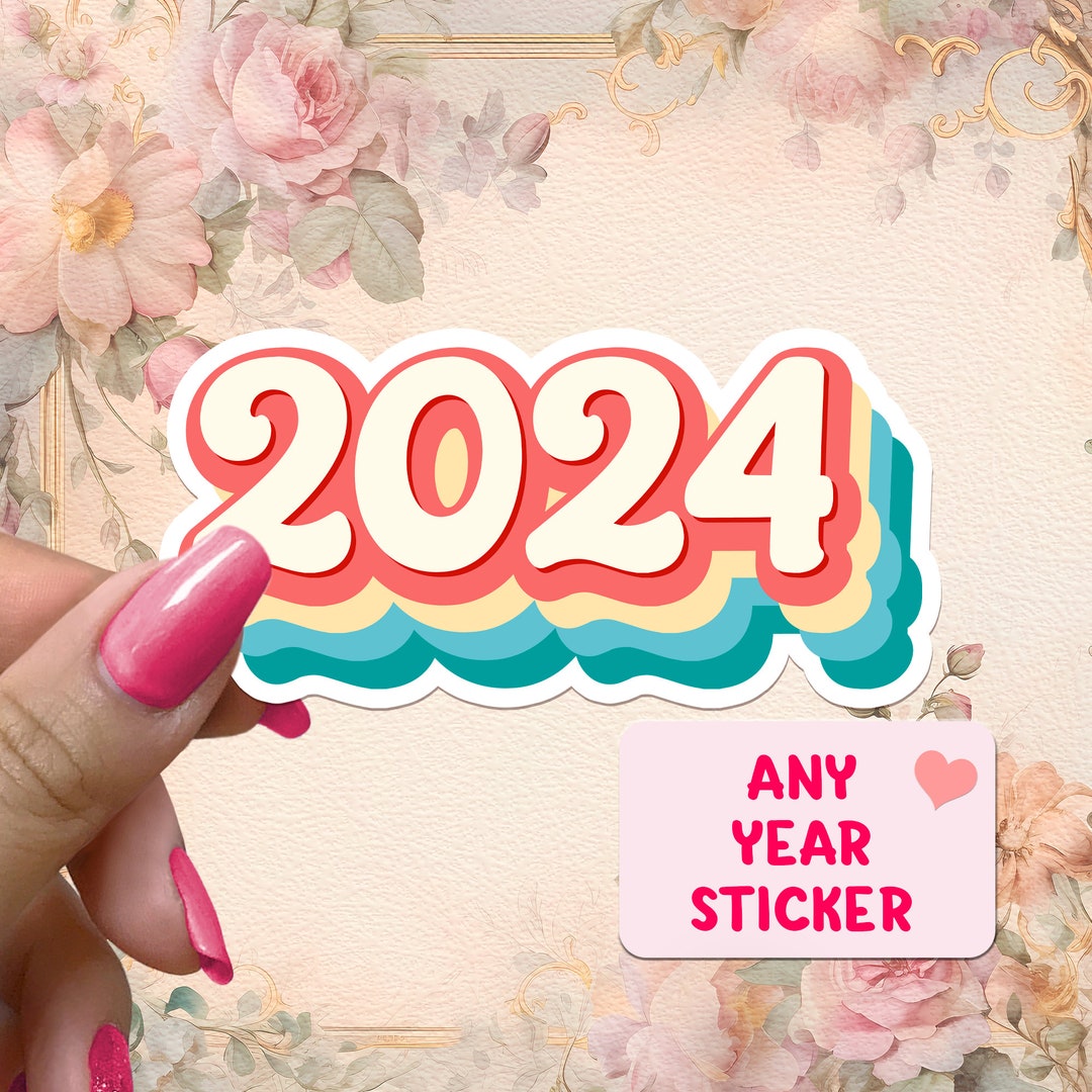 2024 Sticker Year Retro Rainbow Waterproof Vinyl Stickers - Etsy