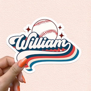 Adesivos personalizados de beisebol, decalque de nome, presentes personalizados retrô, adesivos de vinil à prova d'água