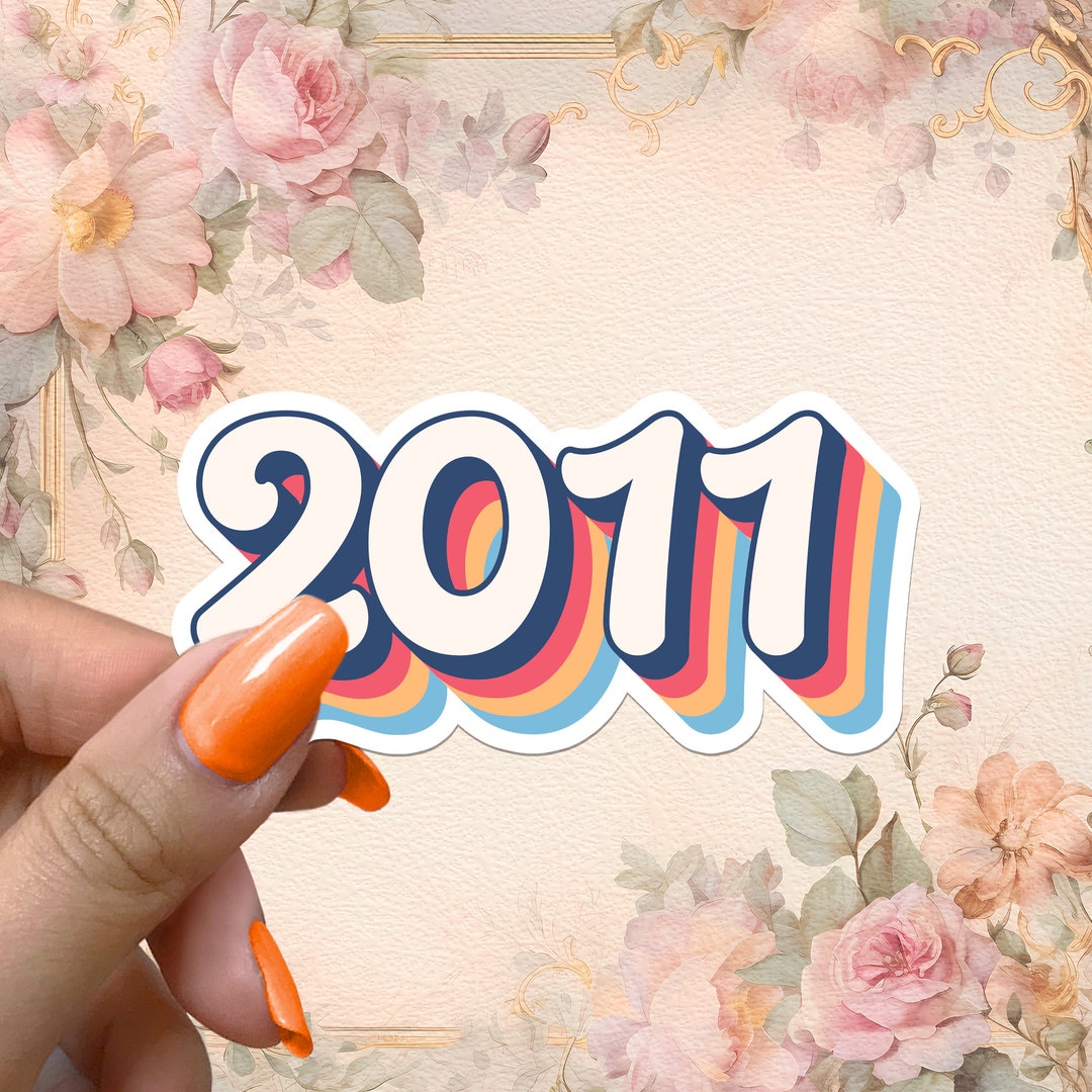 2011 Sticker Year Retro Vintage Groovy Hippie Waterproof Vinyl Stickers ...