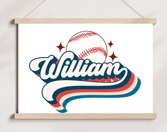 Personalized Baseball Name Poster: Retro Wall Decor (Unframed)