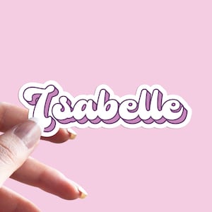 Custom Sticker Name Text Retro Groovy Purple Waterproof Vinyl Stickers Personalized Gifts