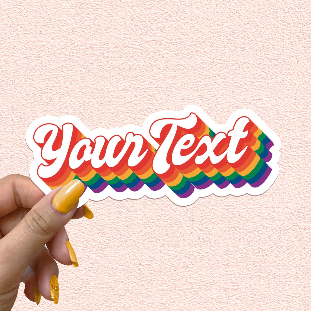 Rainbow Custom Stickers Name Decal Retro Pride Flag Personalized Gifts ...