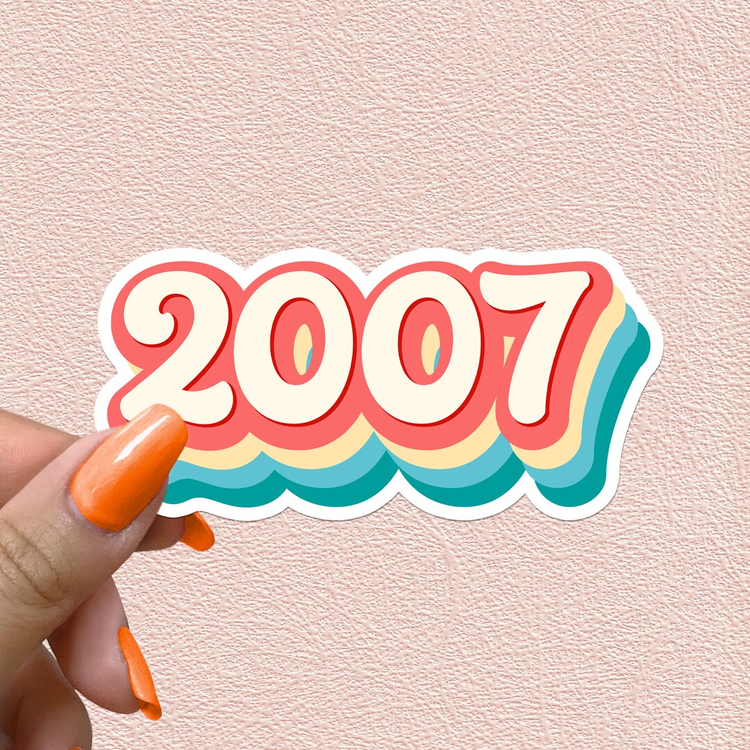 2007 Sticker Year Retro Vintage Groovy Hippie Waterproof Vinyl Stickers ...
