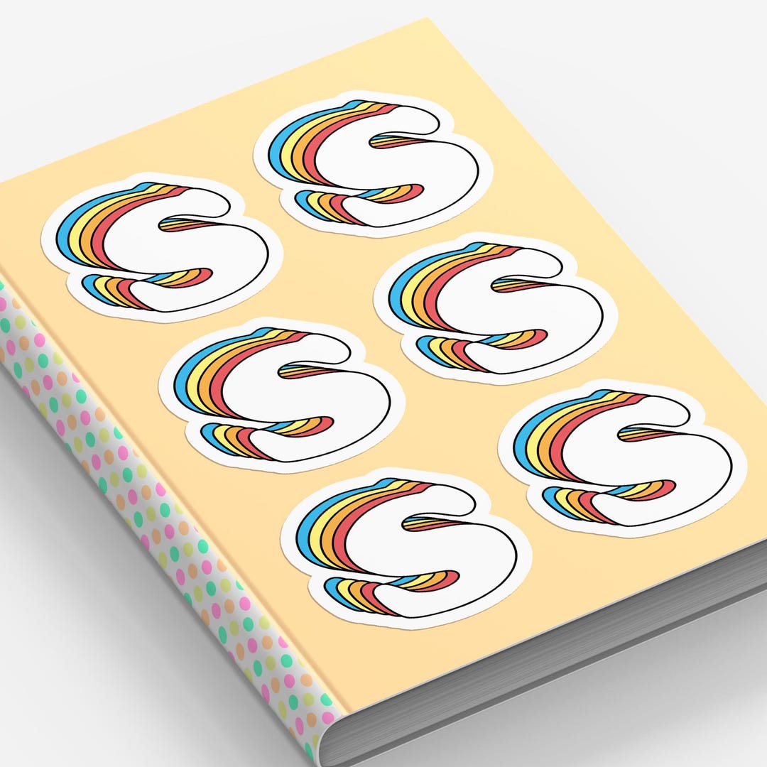 Letter S Sticker Sheet: Waterproof Vinyl Initial Monogram Decal Retro ...