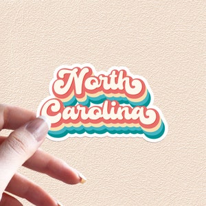 North Carolina Sticker Retro Rainbow State Decal United States Waterproof Vinyl Stickers