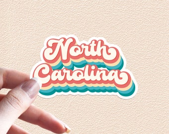 North Carolina Sticker Retro Rainbow State Decal United States Waterproof Vinyl Stickers