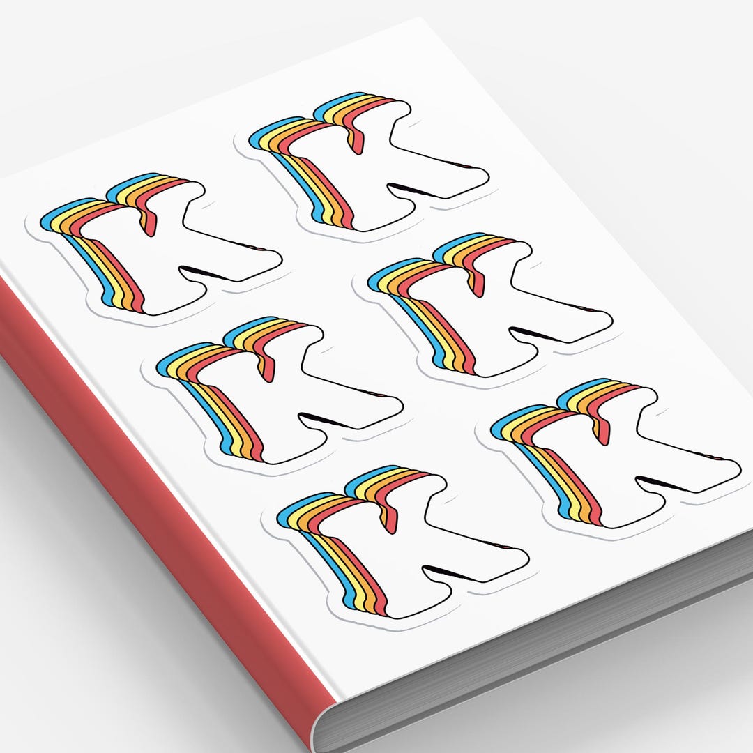 Letter K Sticker Sheet: Waterproof Vinyl Initial Monogram Decal Retro ...