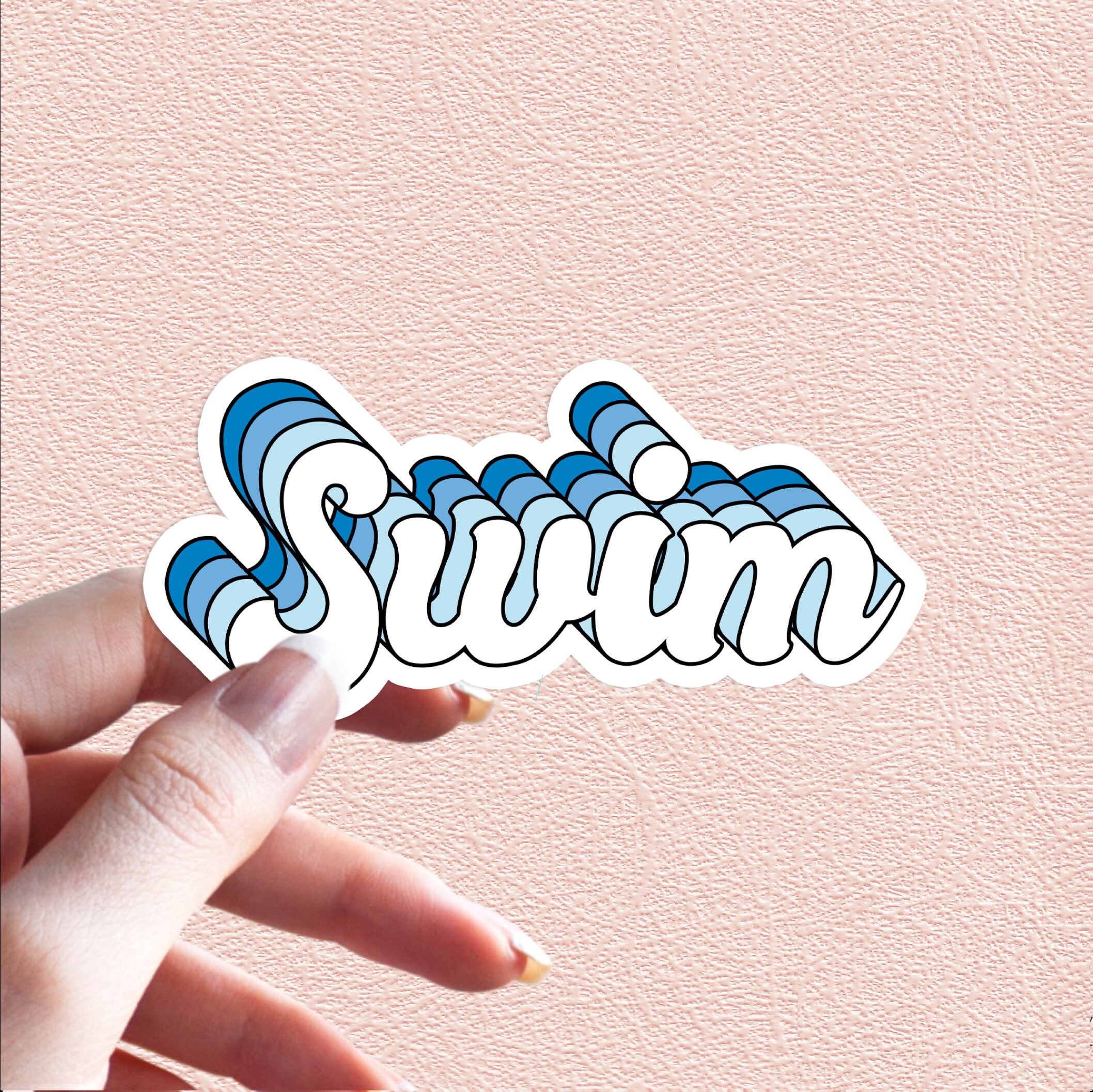 Swim Sticker Retro Sea Beach Ocean Vacation Vacay Decal Gift Waterproof Vinyl Stickers