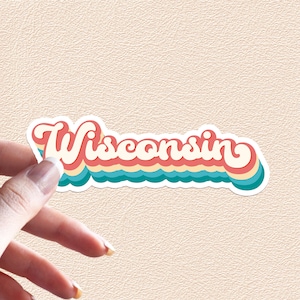 Wisconsin Sticker Retro Rainbow State Decal United States Waterproof Vinyl Stickers