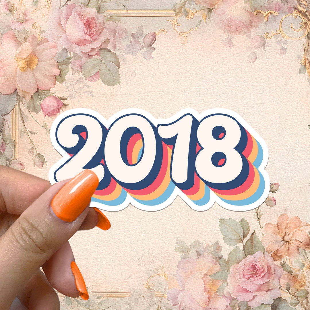 2018 Sticker Year Retro Vintage Groovy Hippie Waterproof Vinyl Stickers ...