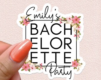 Custom Bachelorette Party Stickers Floral Wedding Bride Bridesmaid Vinyl Favors
