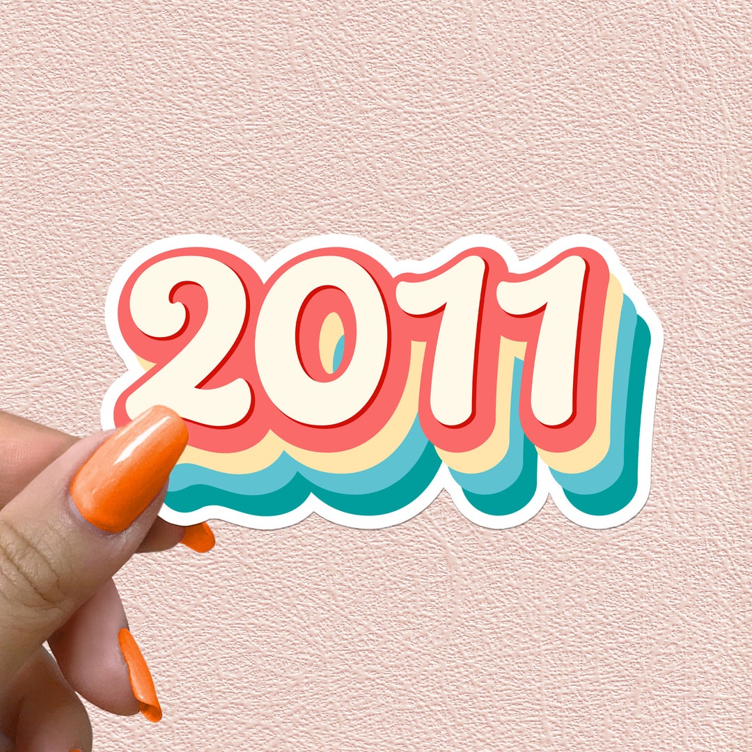 2011 Sticker Year Retro Vintage Groovy Hippie Waterproof Vinyl Stickers ...